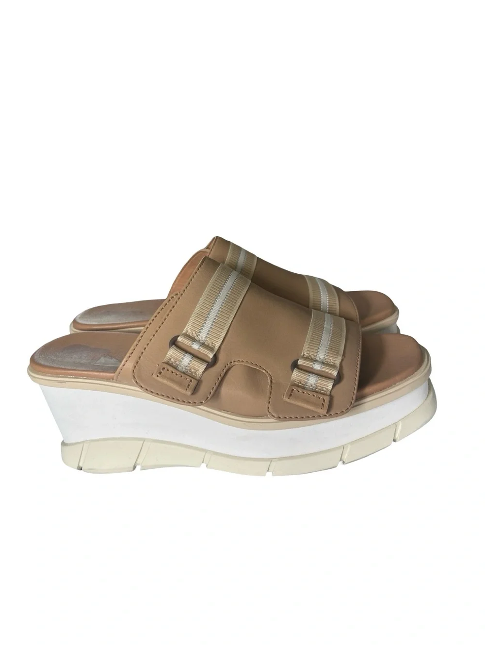 Sorel Joanie III Wedge Slide Platform Sandals Beige Chalk Womens Size 8.5